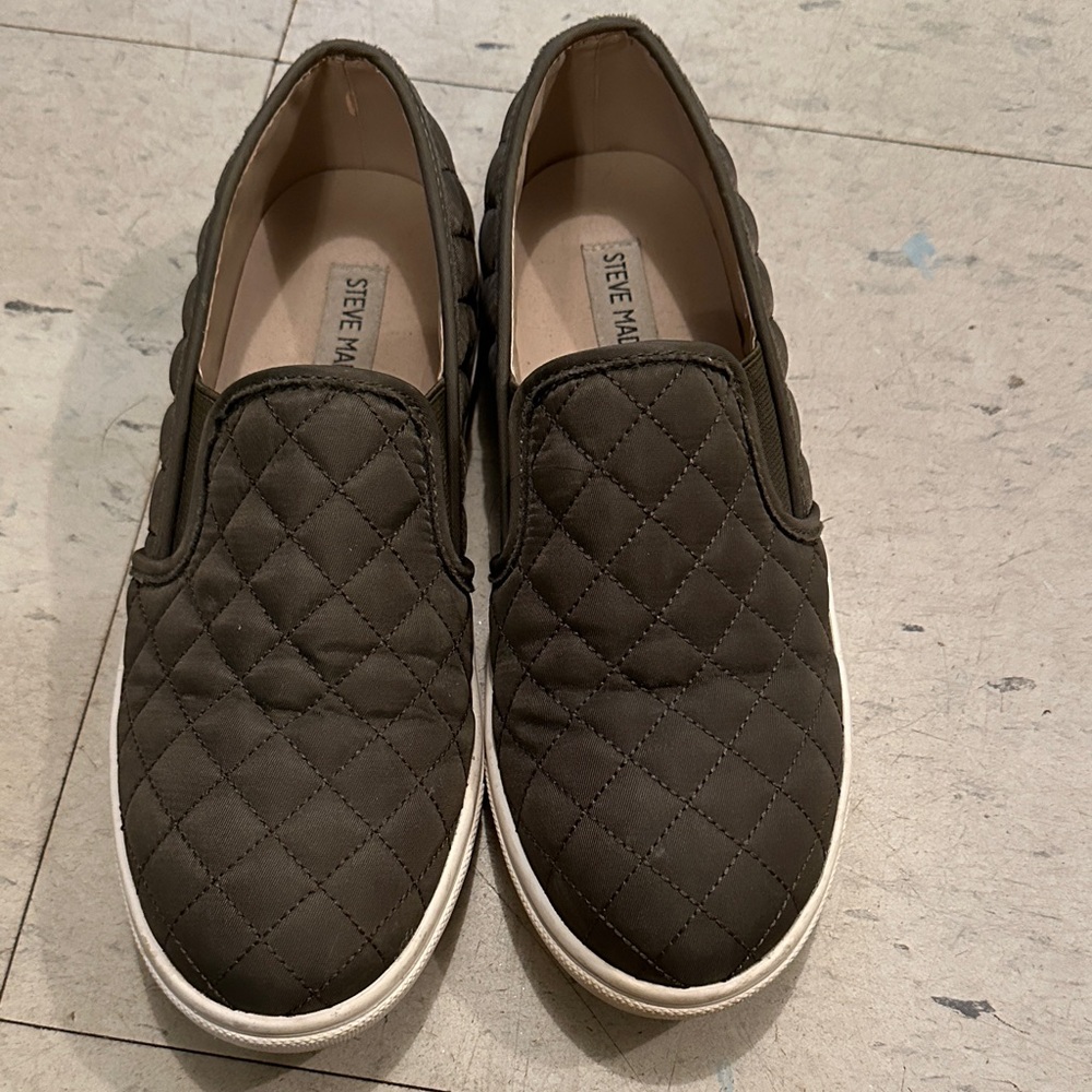 Steve Madden Men's Quilted Slip-On Loafers - Dark Green